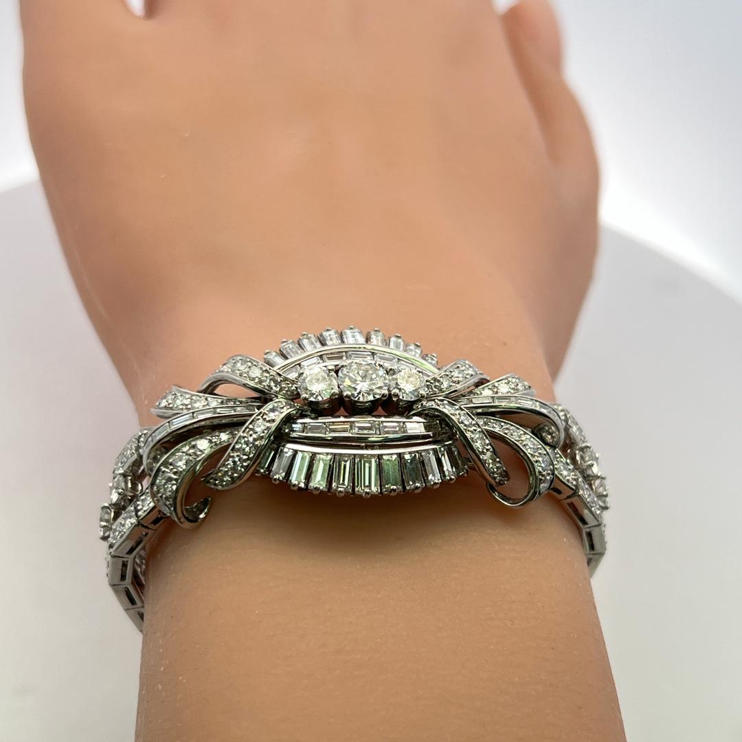 Vintage Platinum Art Deco Bracelet with 12 Carat Mixed Cut H VS Diamonds 7 Inch