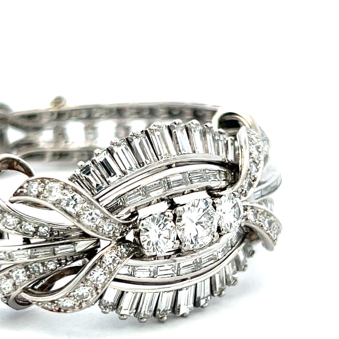 Vintage Platinum Art Deco Bracelet with 12 Carat Mixed Cut H VS Diamonds 7 Inch