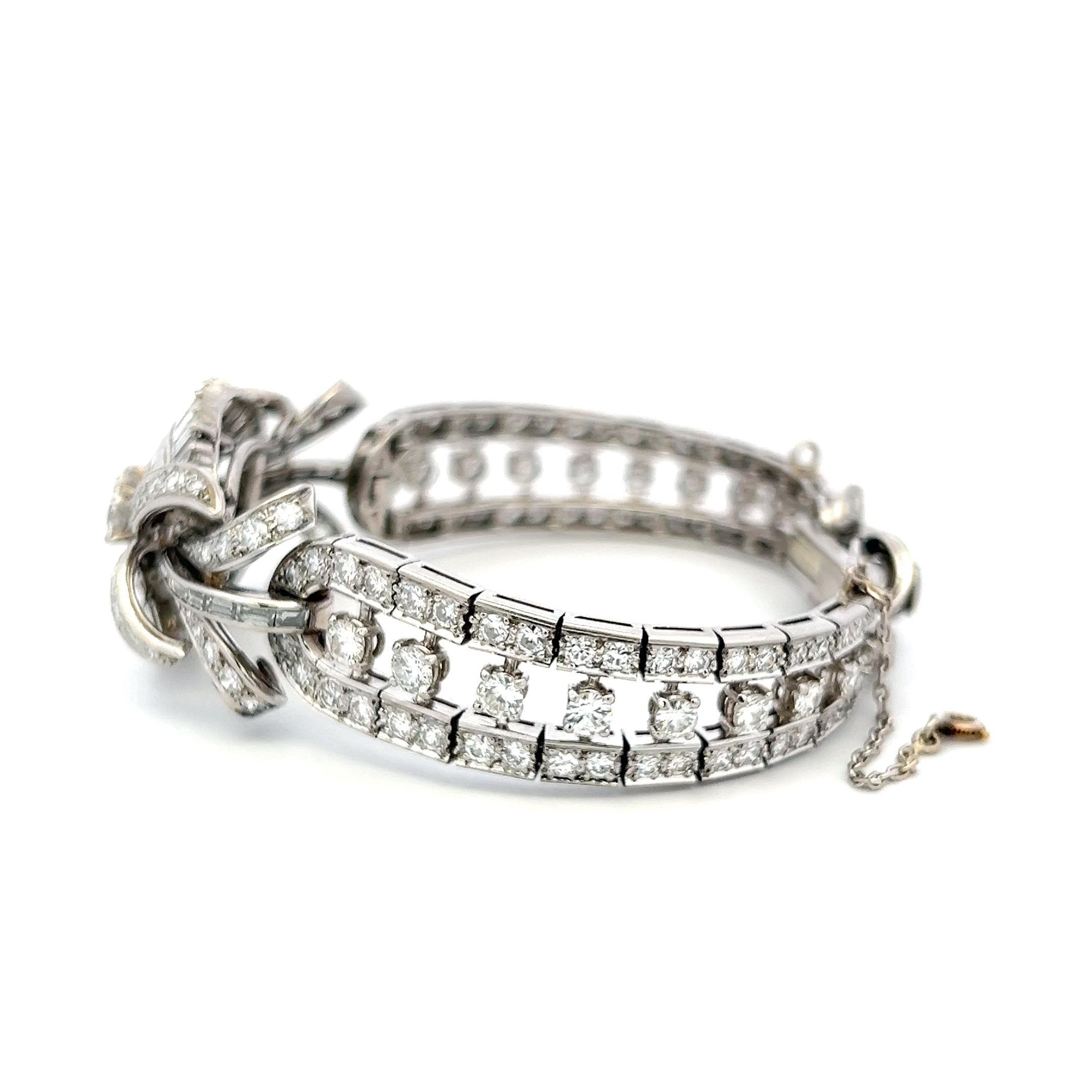 Vintage Platinum Art Deco Bracelet with 12 Carat Mixed Cut H VS Diamonds 7 Inch