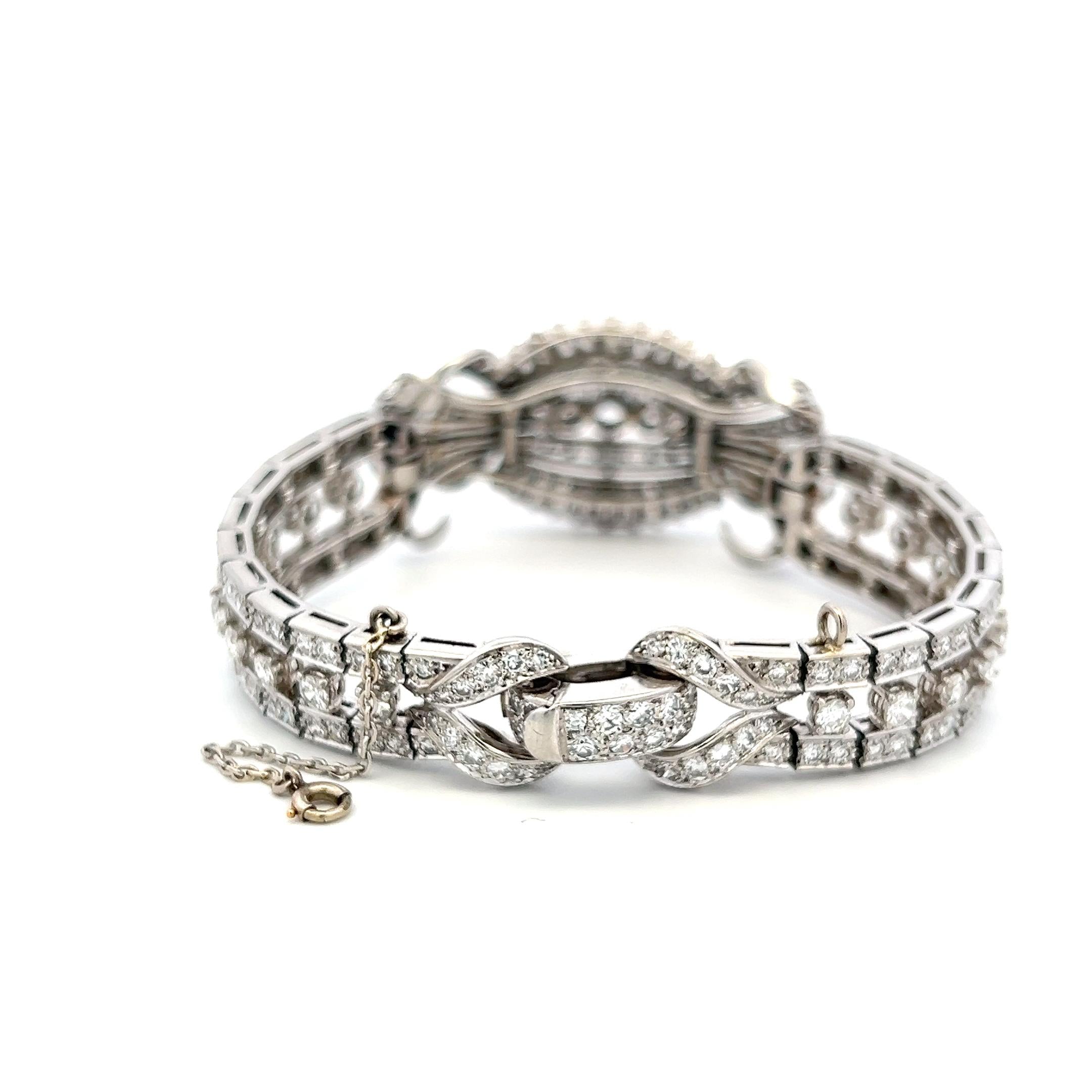 Vintage Platinum Art Deco Bracelet with 12 Carat Mixed Cut H VS Diamonds 7 Inch