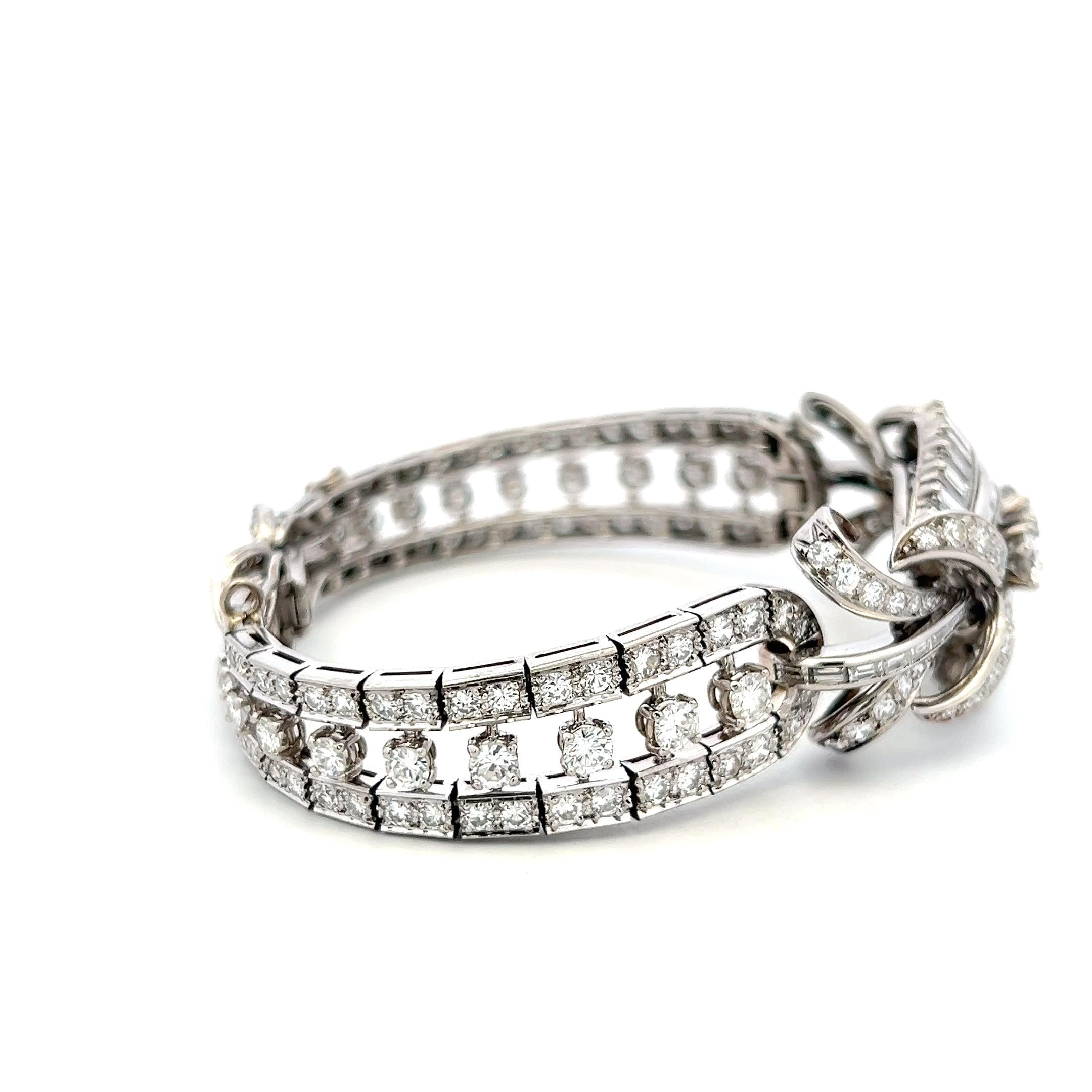 Vintage Platinum Art Deco Bracelet with 12 Carat Mixed Cut H VS Diamonds 7 Inch
