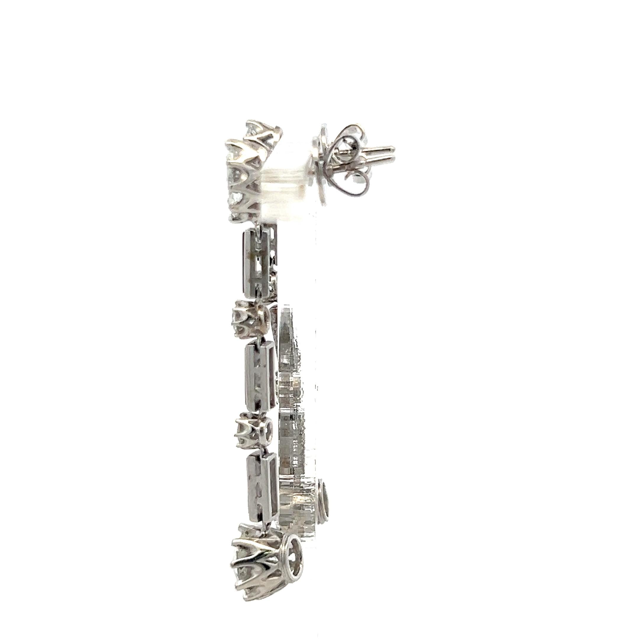 18K White Gold Drop Earrings with 3 Carat E VVS Diamonds and 1 Carat Onyx