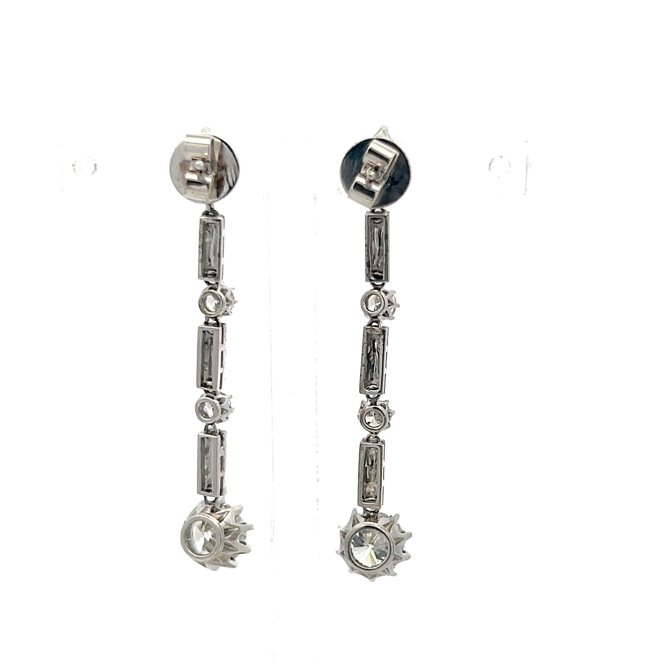 18K White Gold Drop Earrings with 3 Carat E VVS Diamonds and 1 Carat Onyx