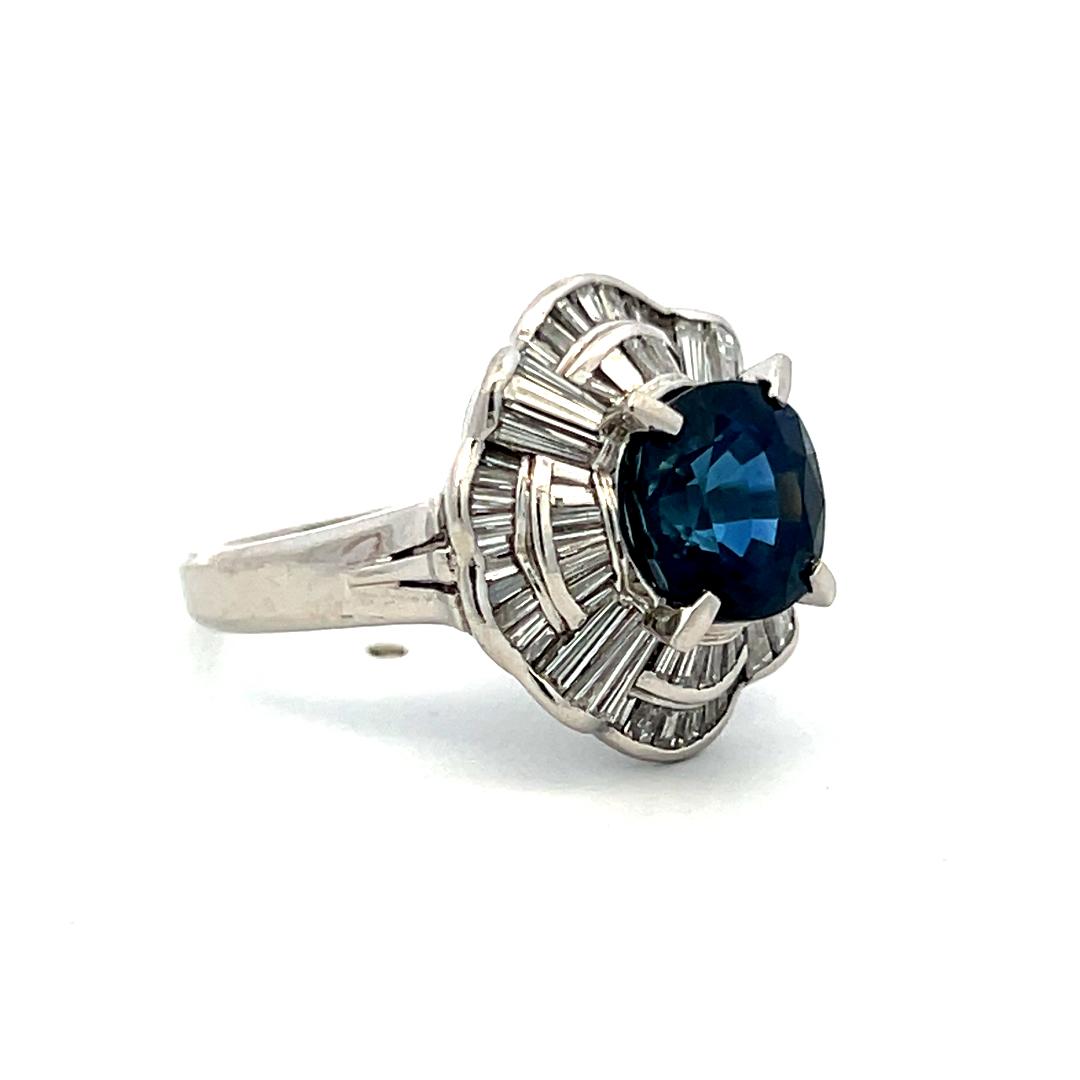 Platinum Ballerina Ring 3ct Tapered H VS Diamonds 2.25ct Sapphire Size 7.25
