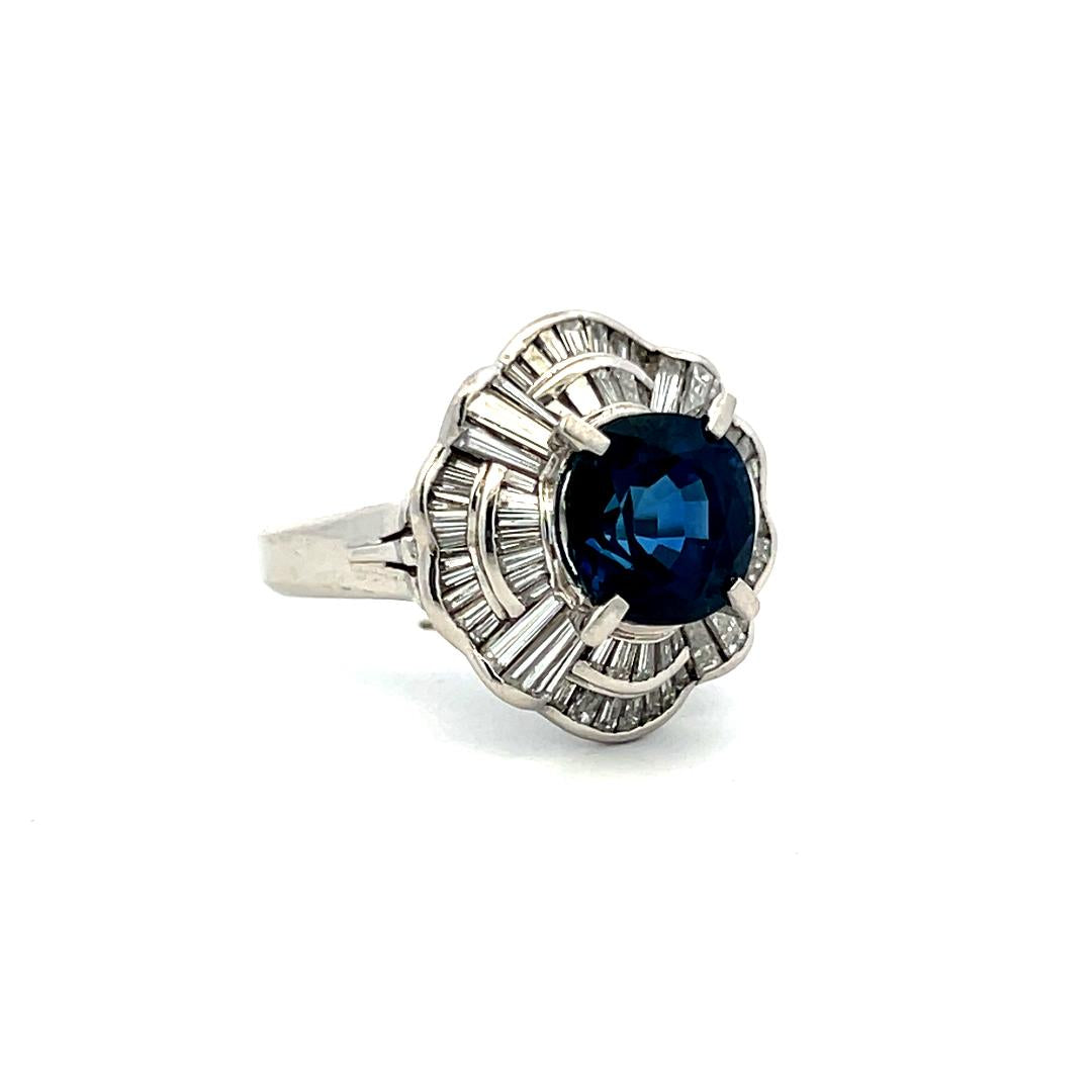 Platinum Ballerina Ring 3ct Tapered H VS Diamonds 2.25ct Sapphire Size 7.25