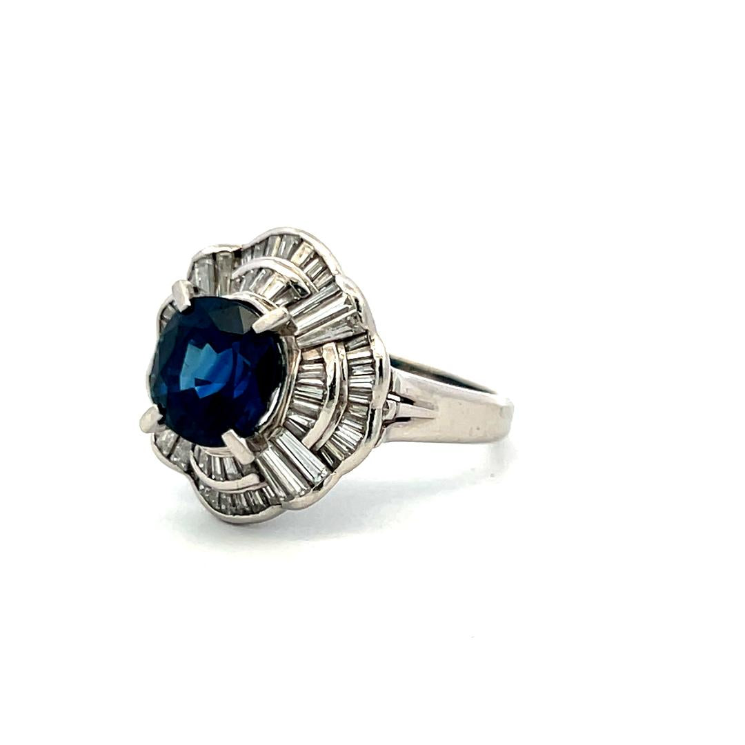 Platinum Ballerina Ring 3ct Tapered H VS Diamonds 2.25ct Sapphire Size 7.25