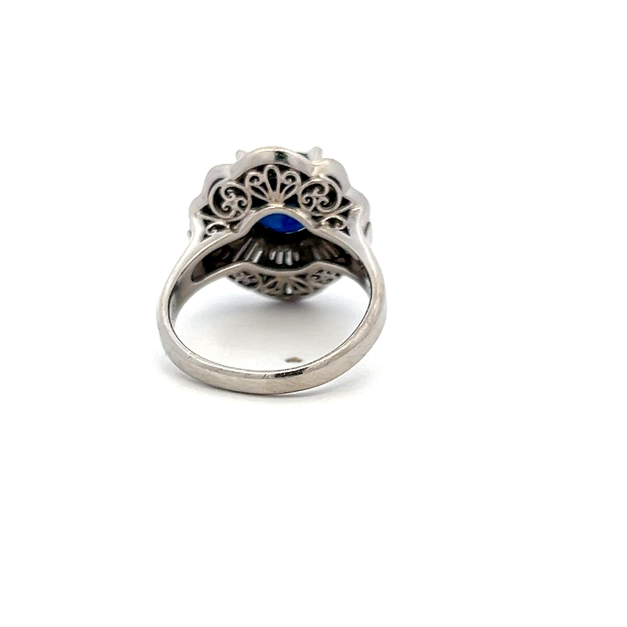Platinum Ballerina Ring 3ct Tapered H VS Diamonds 2.25ct Sapphire Size 7.25