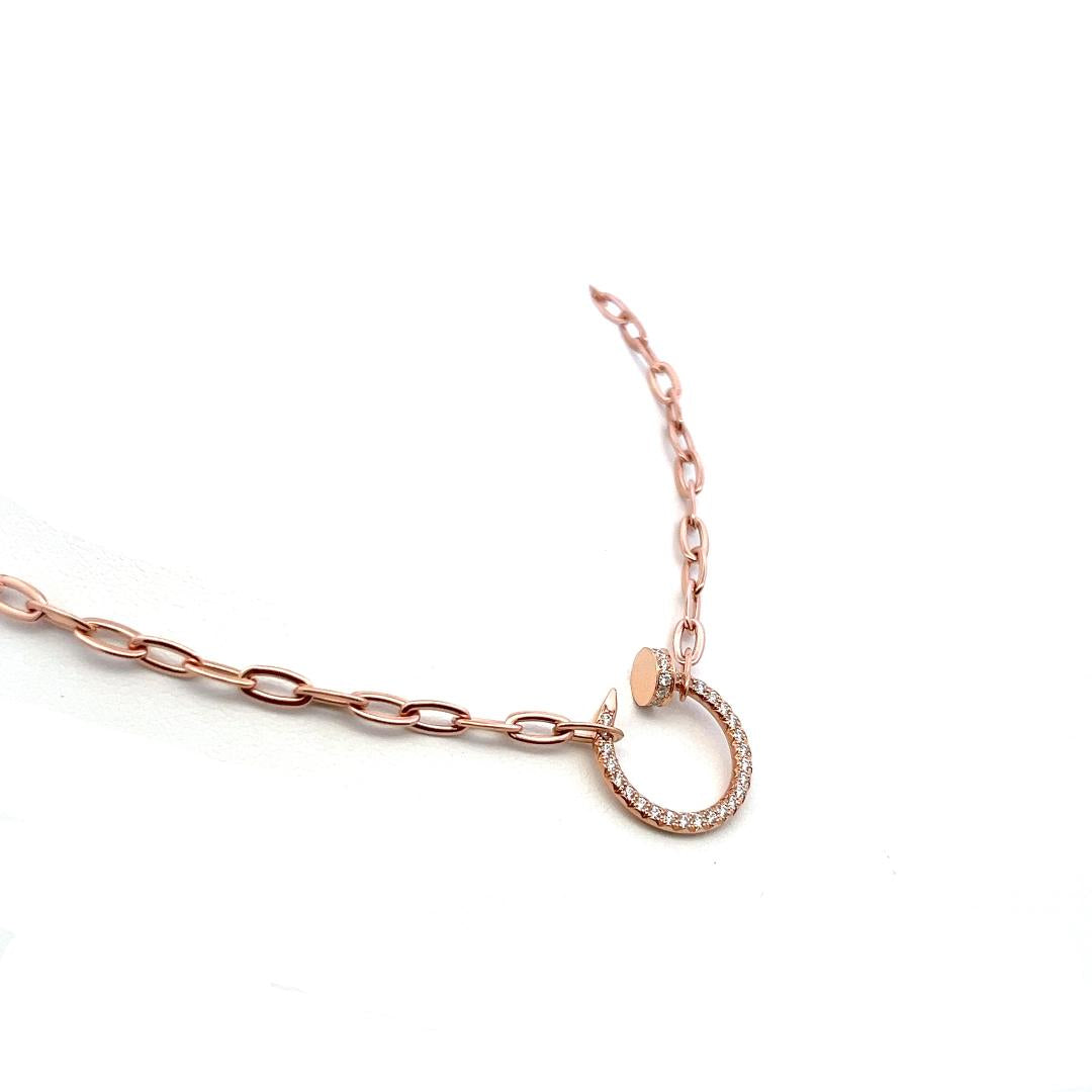 Cartier 18K Rose Gold Pendant Necklace with 0.4 Carat Round G-VS Diamond