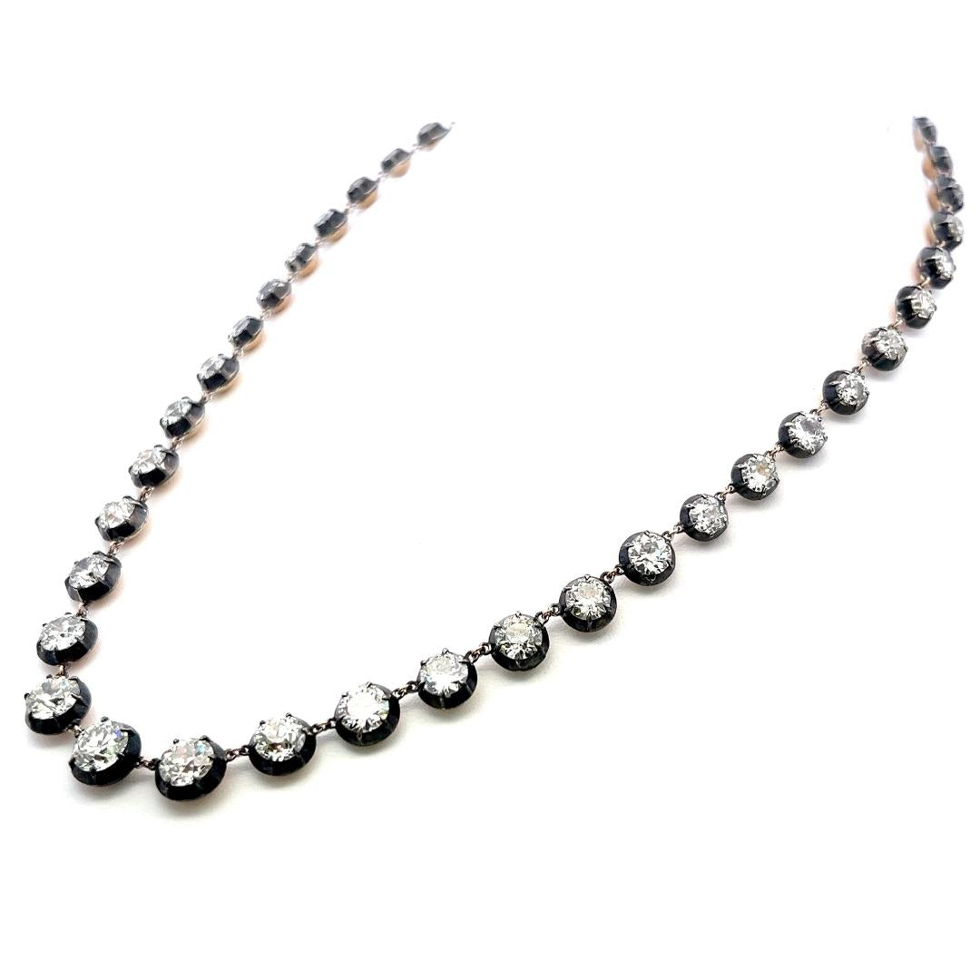 18K Gold-Silver Rivera Necklace 29.66 ct Circular & Old European Diamonds GIA