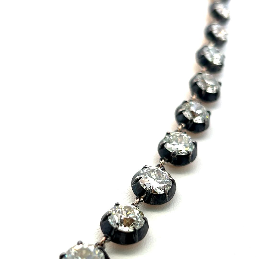 18K Gold-Silver Rivera Necklace 29.66 ct Circular & Old European Diamonds GIA