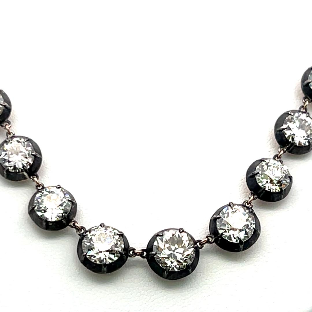 18K Gold-Silver Rivera Necklace 29.66 ct Circular & Old European Diamonds GIA