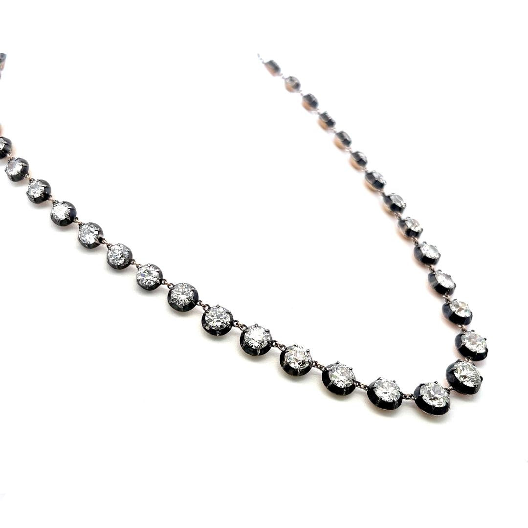 18K Gold-Silver Rivera Necklace 29.66 ct Circular & Old European Diamonds GIA