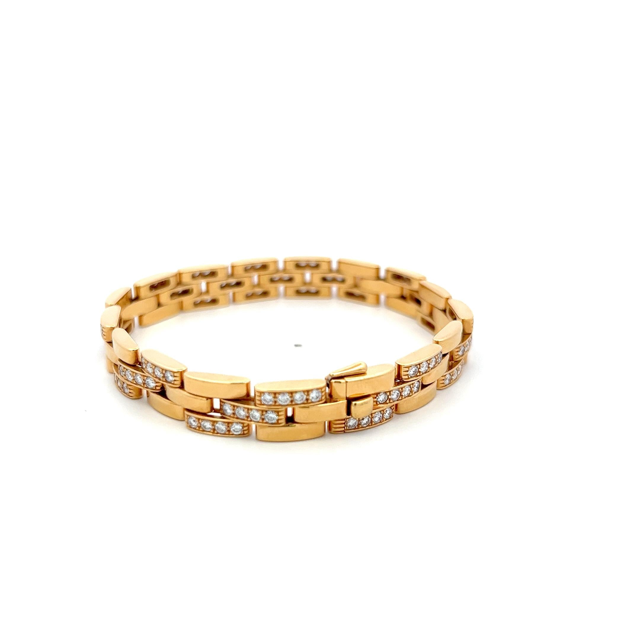 Cartier 18K YG Maillion Link Bracelet with 3 Carat Diamonds with Certificate