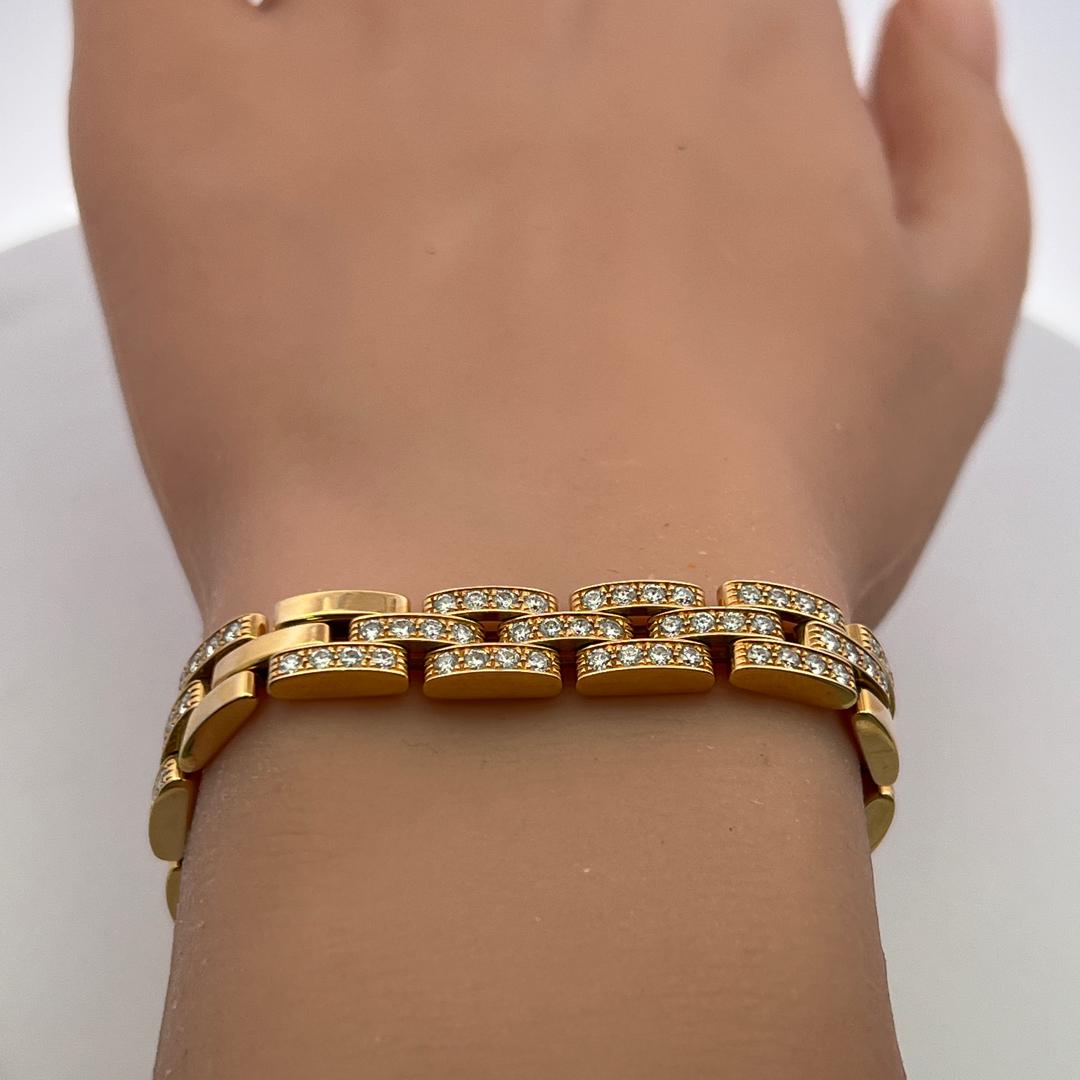 Cartier 18K YG Maillion Link Bracelet with 3 Carat Diamonds with Certificate