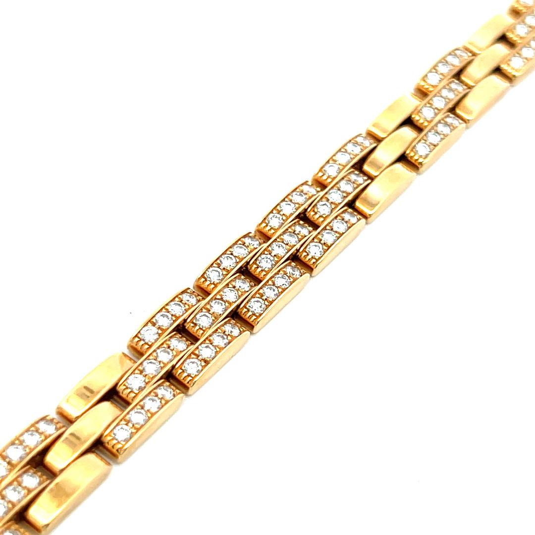 Cartier 18K YG Maillion Link Bracelet with 3 Carat Diamonds with Certificate
