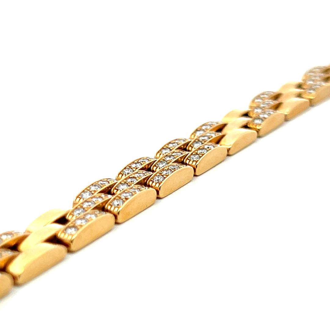 Cartier 18K YG Maillion Link Bracelet with 3 Carat Diamonds with Certificate