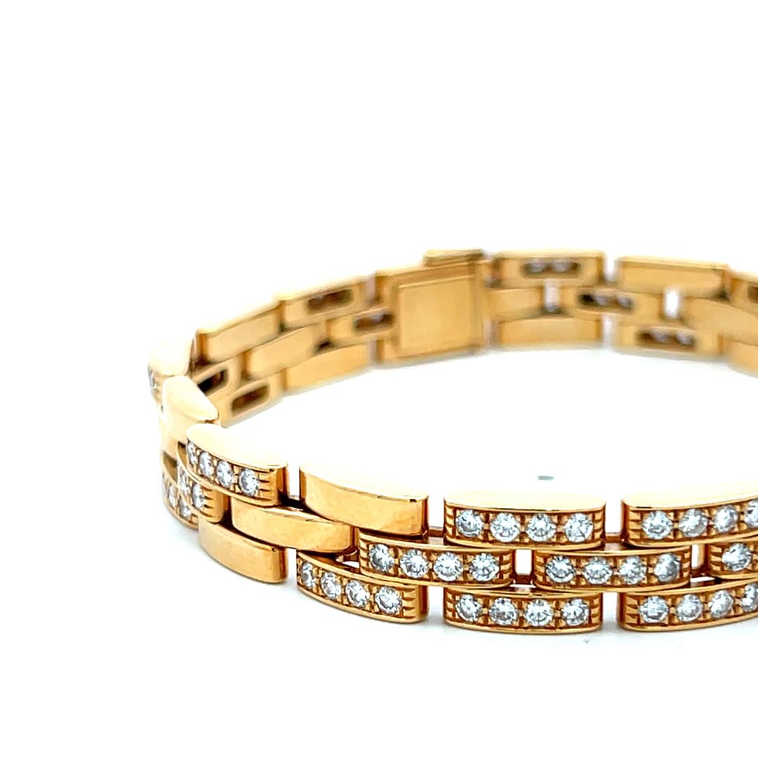 Cartier 18K YG Maillion Link Bracelet with 3 Carat Diamonds with Certificate