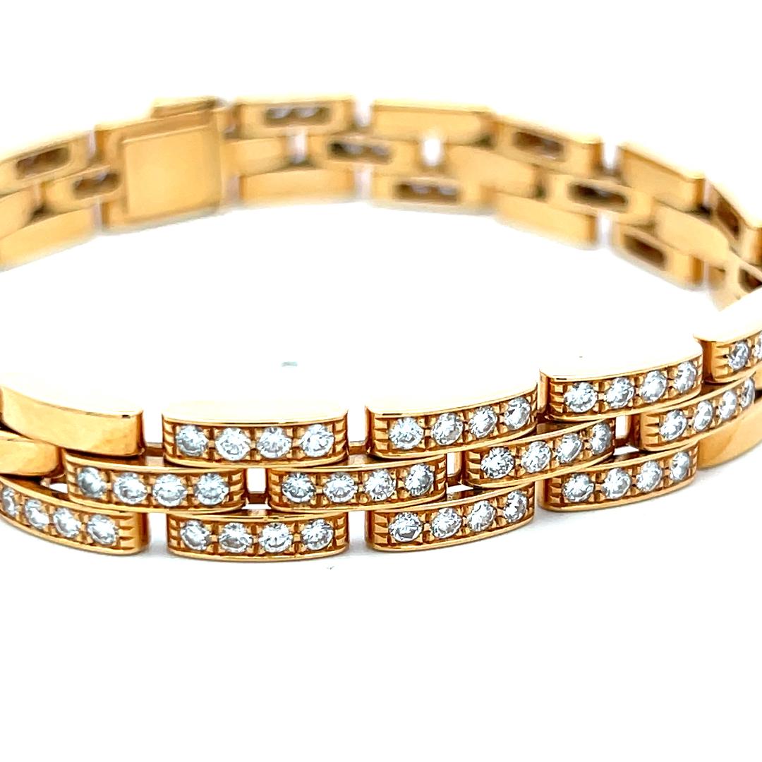 Cartier 18K YG Maillion Link Bracelet with 3 Carat Diamonds with Certificate