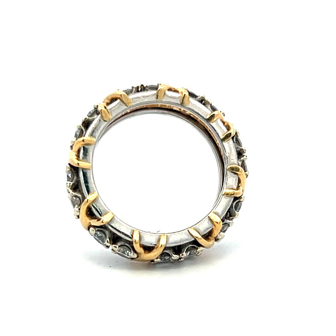 Tiffany & Co 18K Yellow Gold Platinum Band Ring 1.14ct Round F VS Diamond Size 5