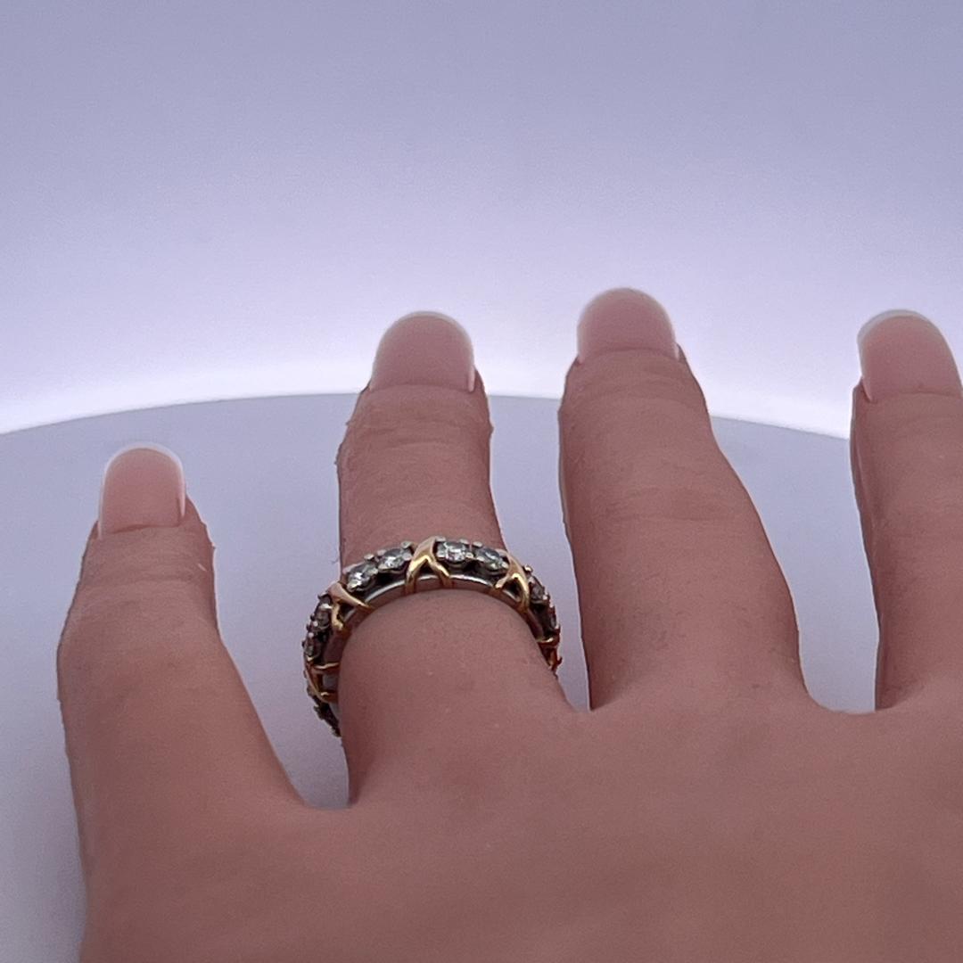 Tiffany & Co 18K Yellow Gold Platinum Band Ring 1.14ct Round F VS Diamond Size 5