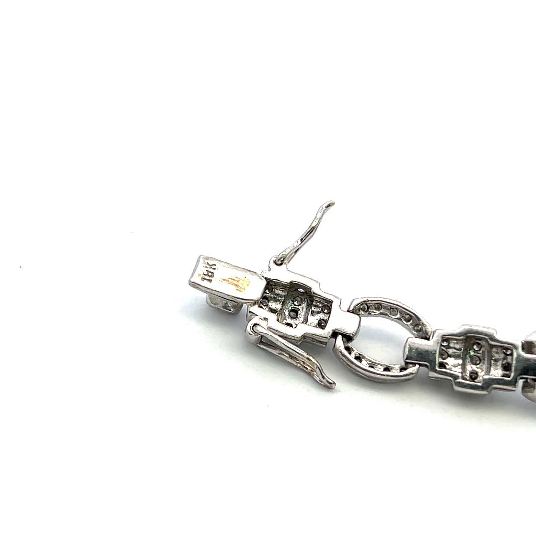 Vintage 18K White Gold Link Bracelet with 1.52 Carat Round I VS Diamonds