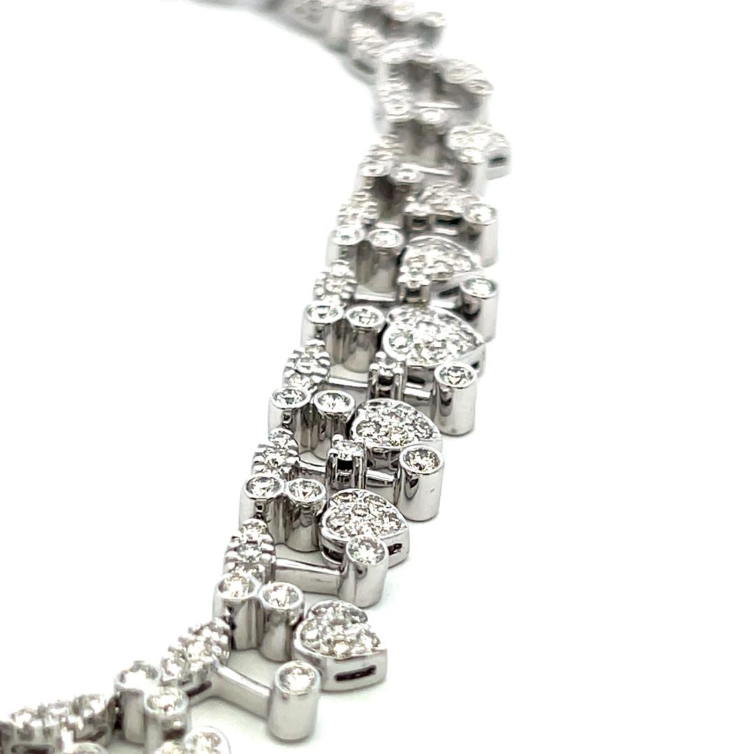 Estate 18K White Gold Riviera Necklace with 3.5 Carat Round H VS Diamonds