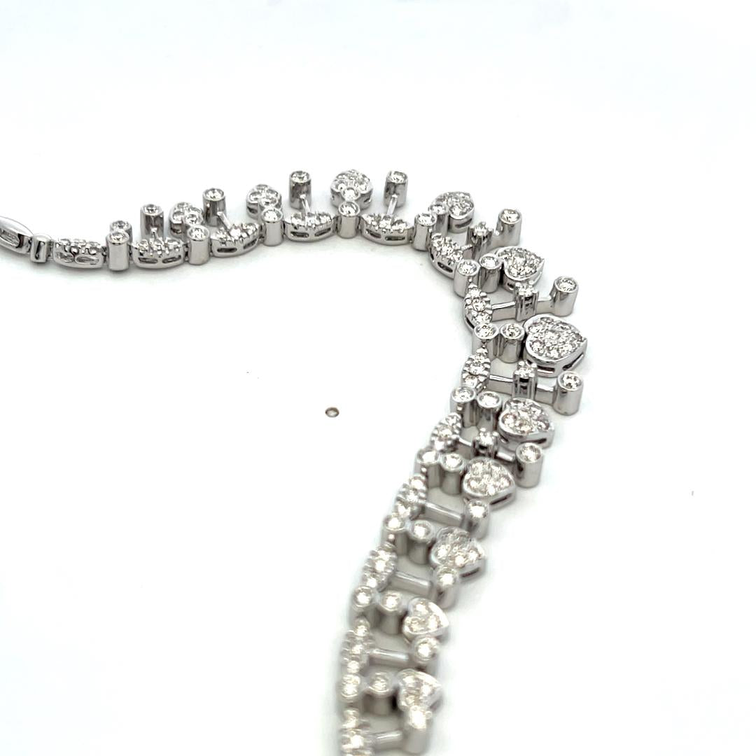 Estate 18K White Gold Riviera Necklace with 3.5 Carat Round H VS Diamonds