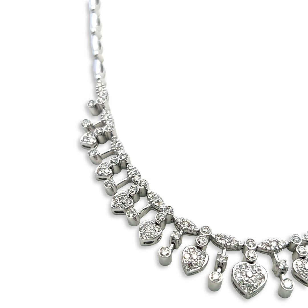 Estate 18K White Gold Riviera Necklace with 3.5 Carat Round H VS Diamonds