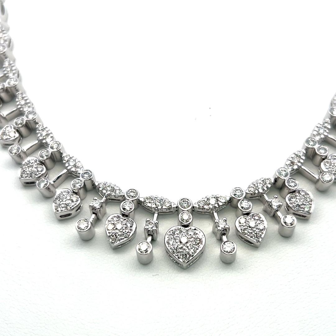 Estate 18K White Gold Riviera Necklace with 3.5 Carat Round H VS Diamonds