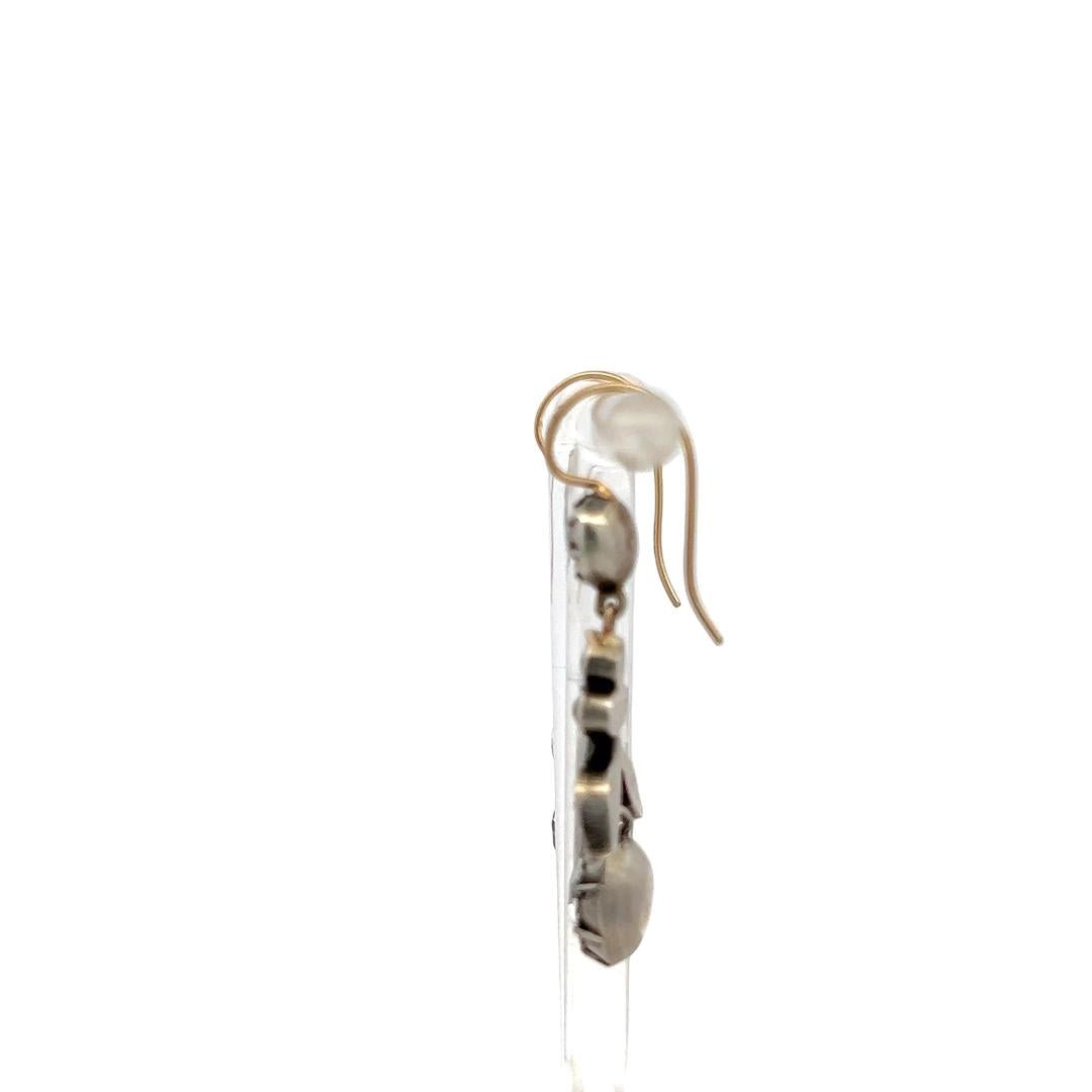 Gold Silver Drop Earrings with 4.07ct Old European & Circular Diamonds K SI2 GIA