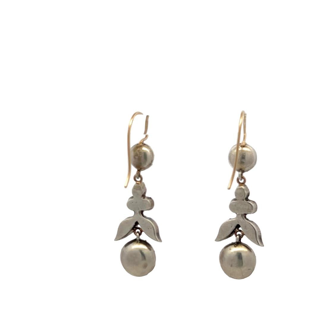 Gold Silver Drop Earrings with 4.07ct Old European & Circular Diamonds K SI2 GIA