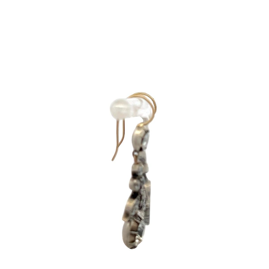 Gold Silver Drop Earrings with 4.07ct Old European & Circular Diamonds K SI2 GIA