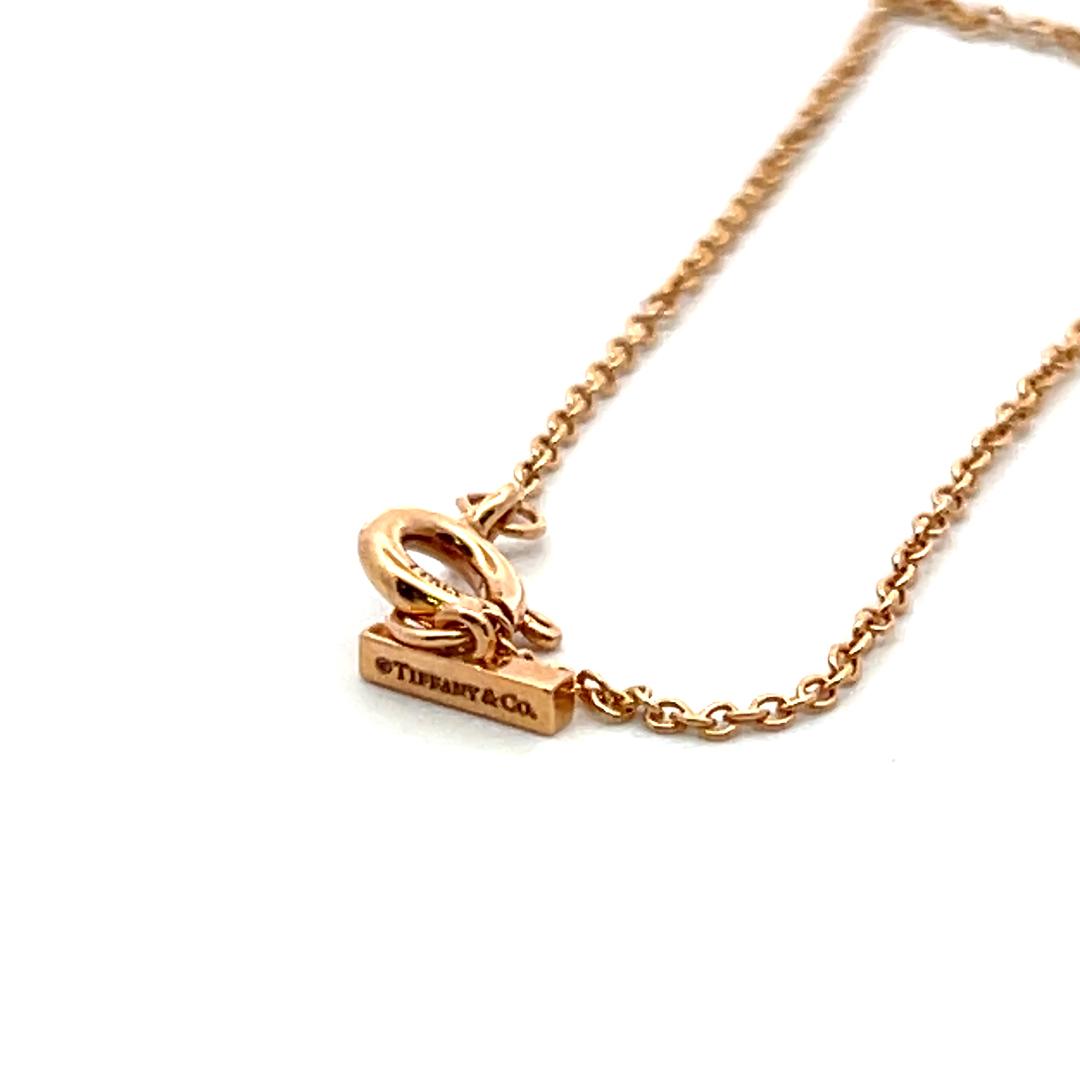 Tiffany & Co 18K Rose Gold Pendant Necklace with 0.05 Carat Round F VS Diamonds