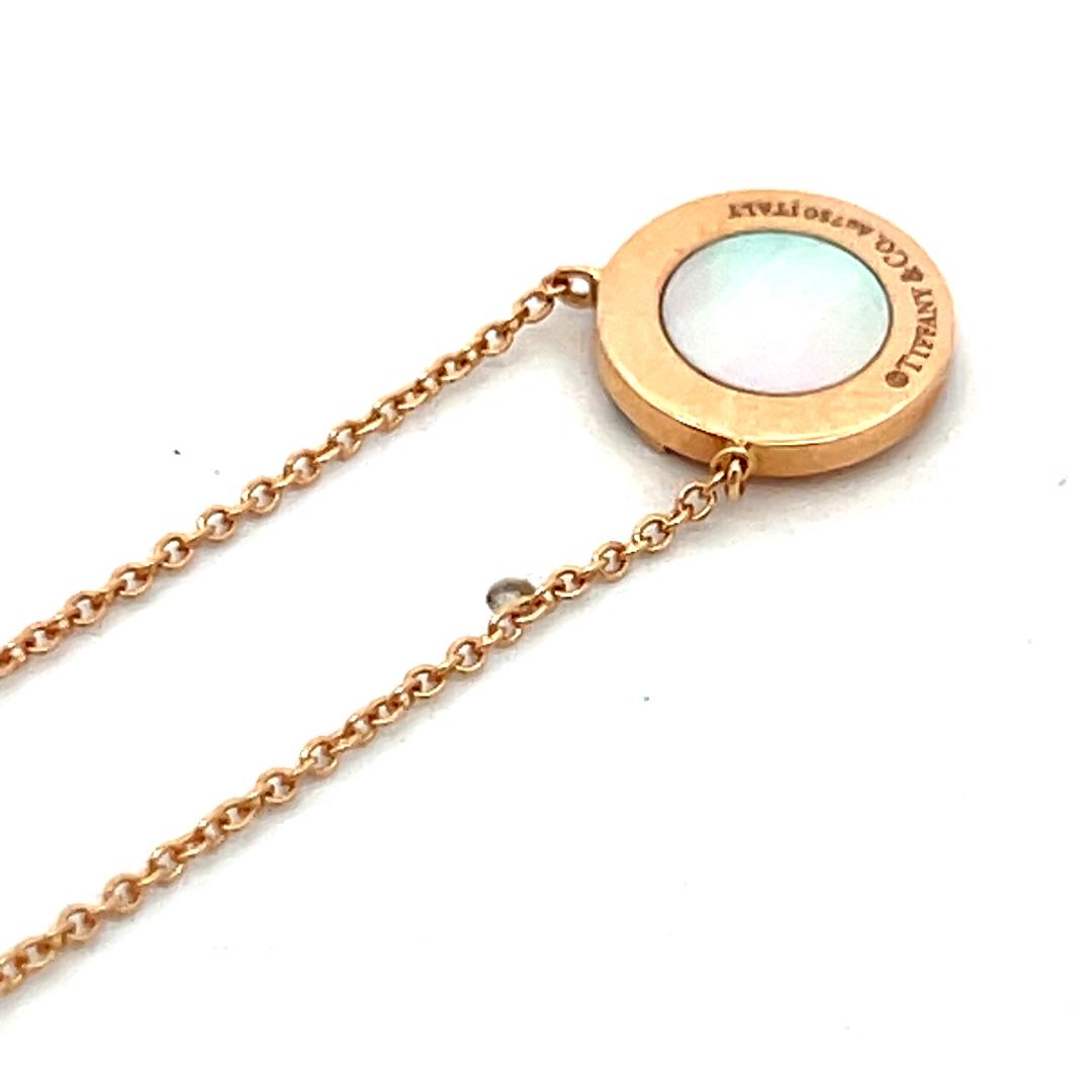 Tiffany & Co 18K Rose Gold Pendant Necklace with 0.05 Carat Round F VS Diamonds