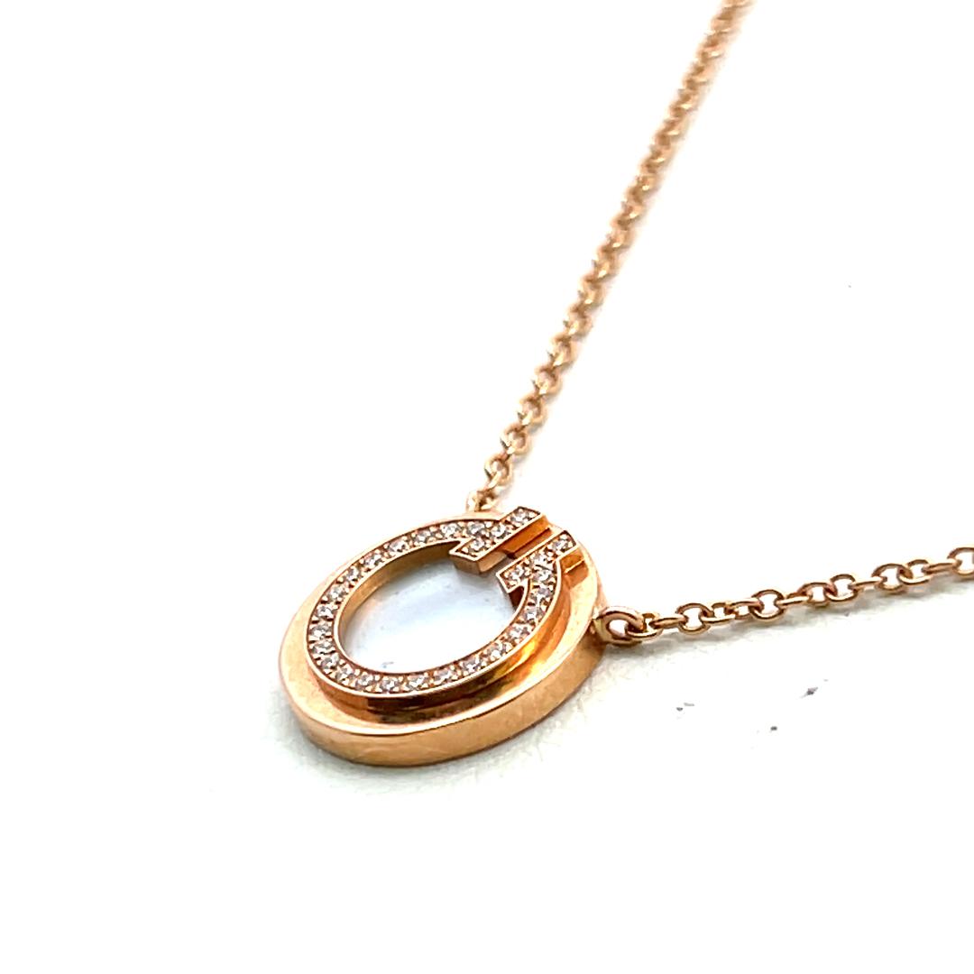 Tiffany & Co 18K Rose Gold Pendant Necklace with 0.05 Carat Round F VS Diamonds
