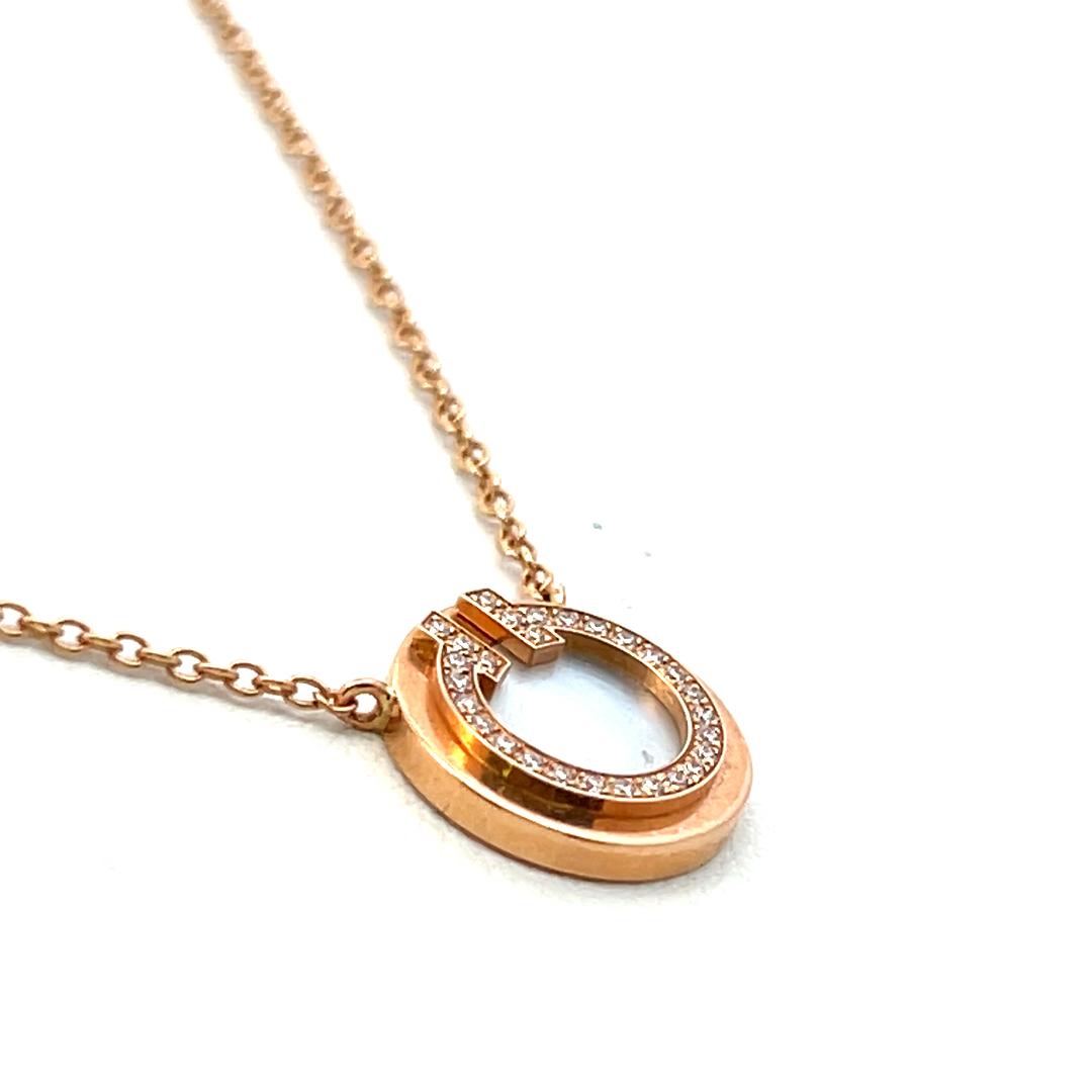 Tiffany & Co 18K Rose Gold Pendant Necklace with 0.05 Carat Round F VS Diamonds