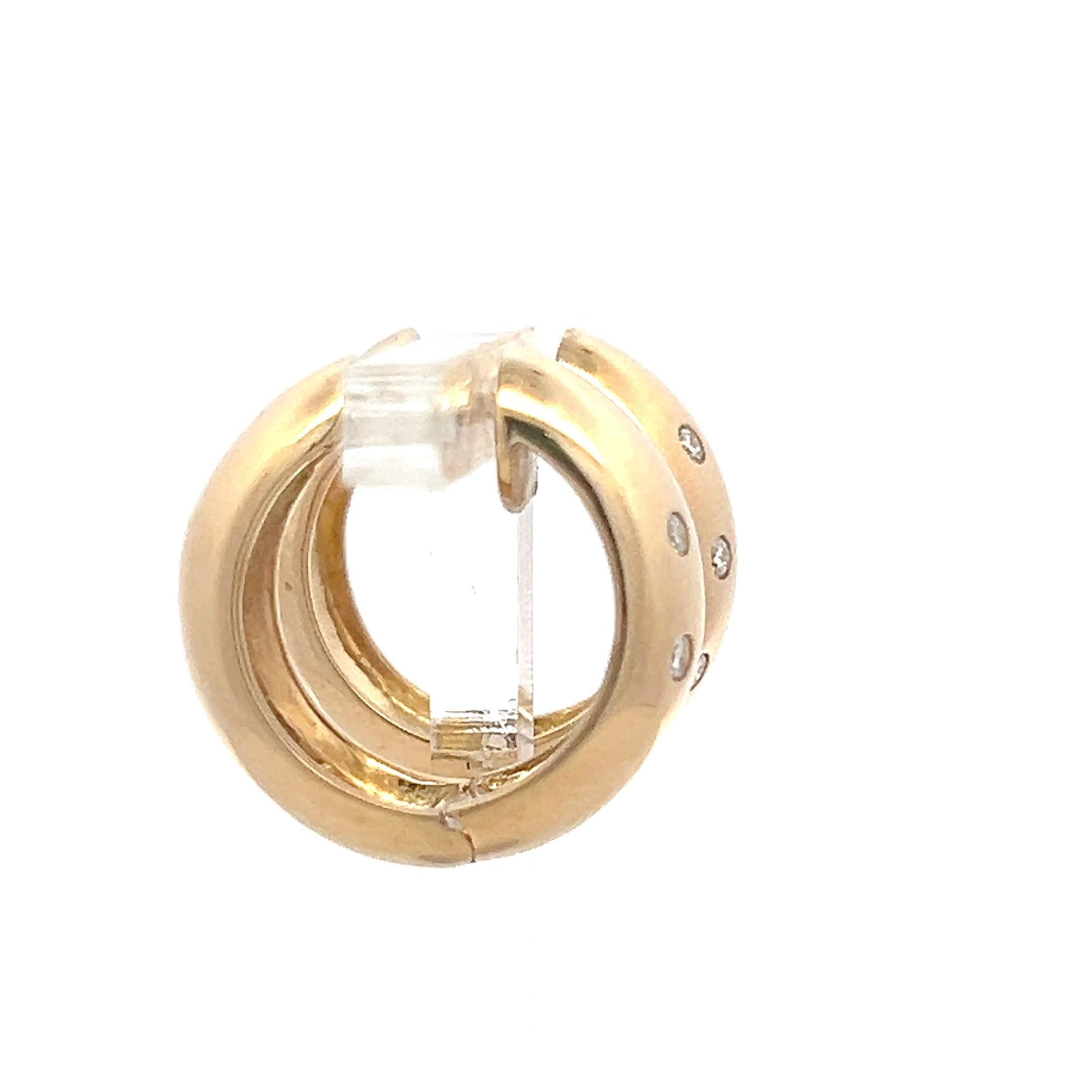 Vintage 18K Yellow Gold Hoop Earrings with 0.3 Carat Round J SI Diamonds
