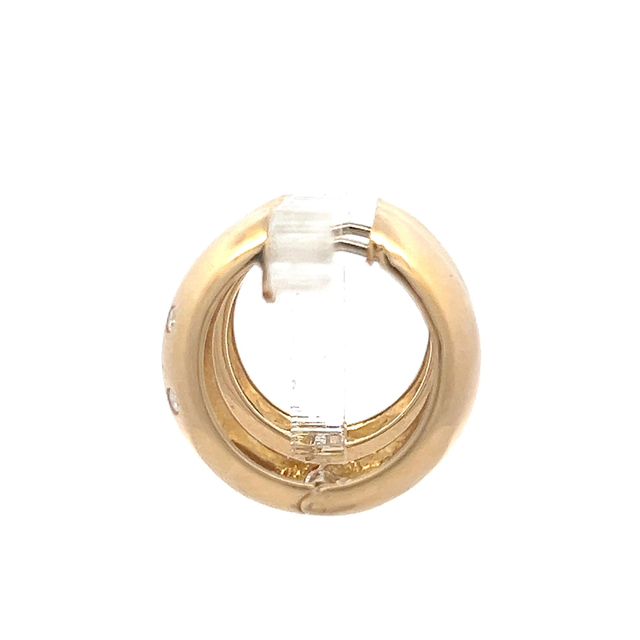 Vintage 18K Yellow Gold Hoop Earrings with 0.3 Carat Round J SI Diamonds