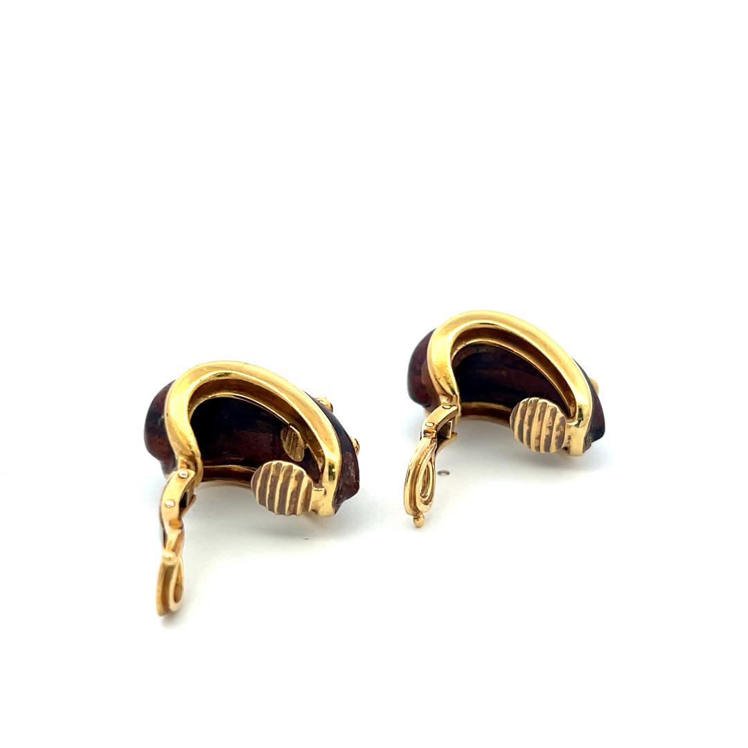 Sabbadini 18K Yellow Gold Clip-On Earrings Wooden 21.07 Grams