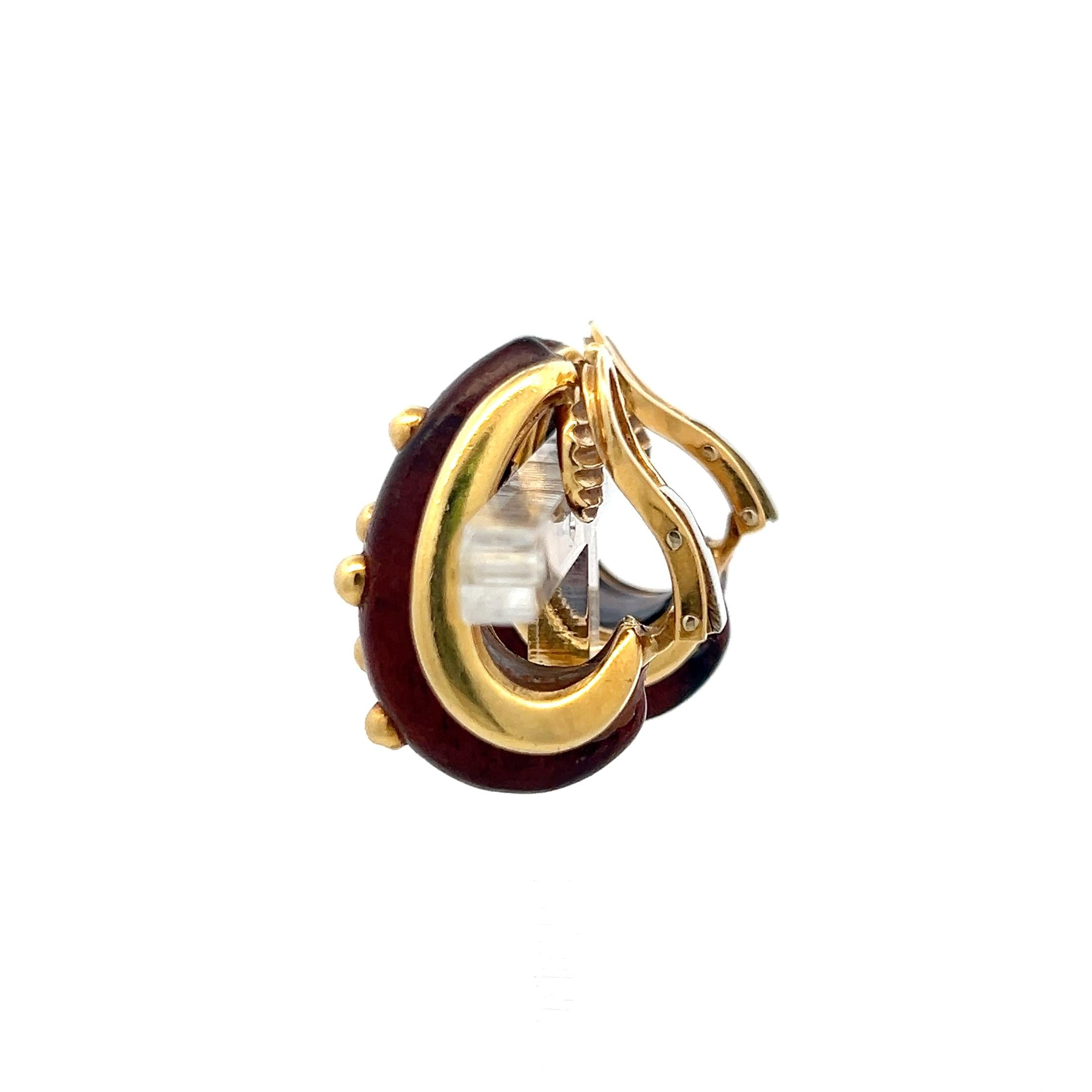Sabbadini 18K Yellow Gold Clip-On Earrings Wooden 21.07 Grams