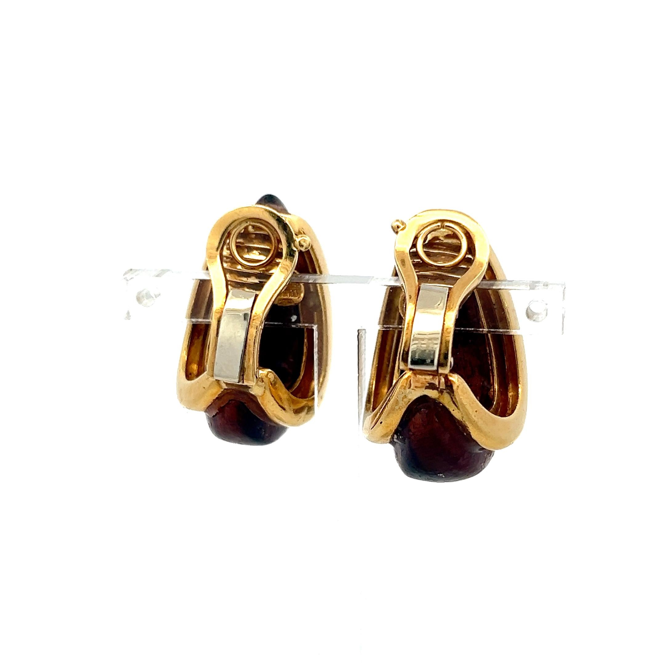Sabbadini 18K Yellow Gold Clip-On Earrings Wooden 21.07 Grams