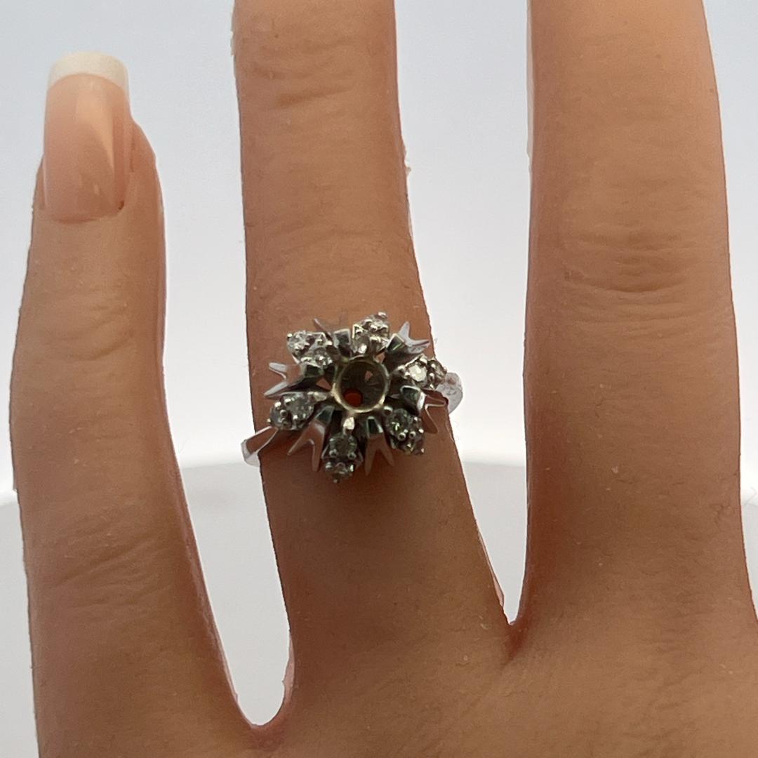 14K White Gold Semi Mount Ring with 0.36ct Round I SI Diamond Fits 6.5mm 1.00ct+