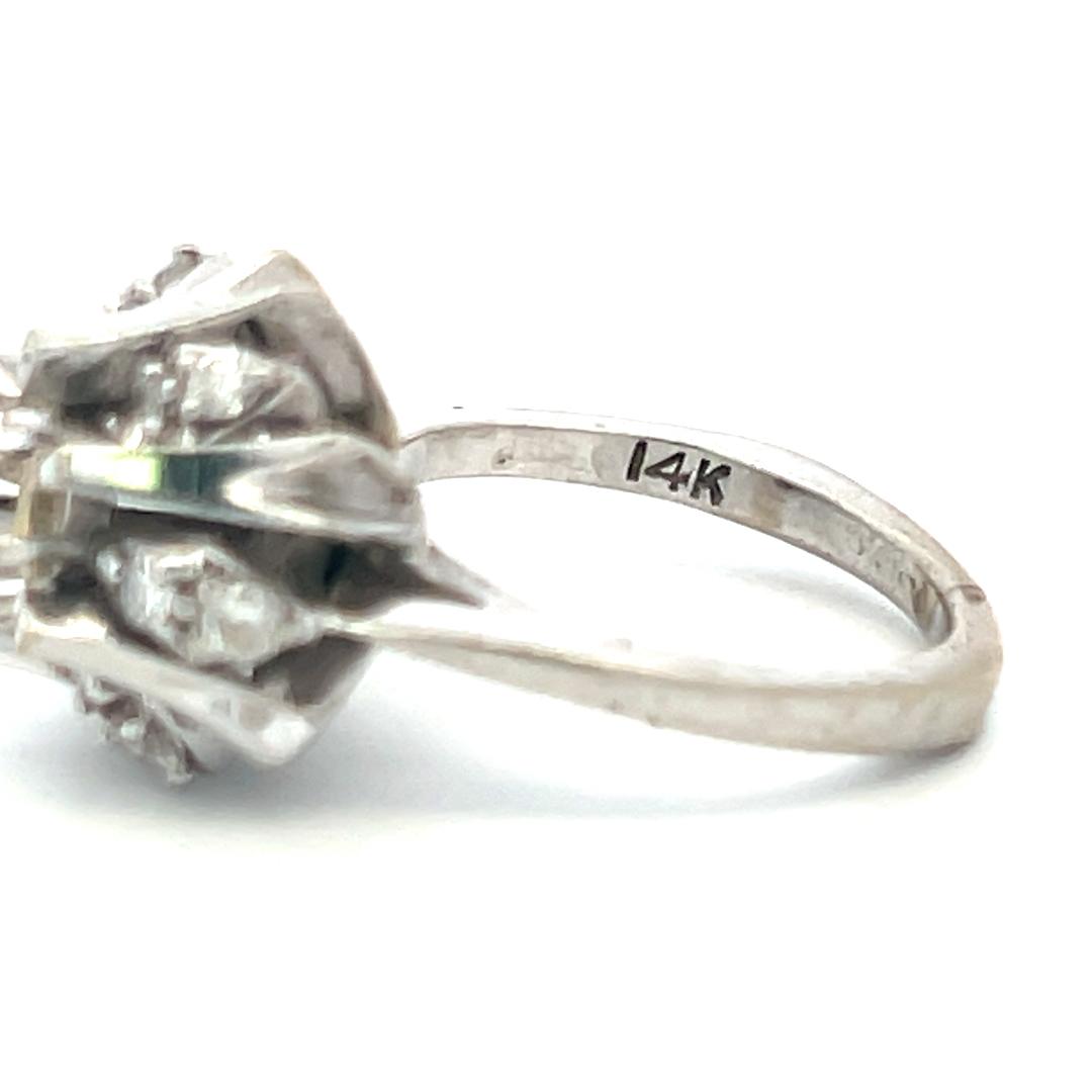 14K White Gold Semi Mount Ring with 0.36ct Round I SI Diamond Fits 6.5mm 1.00ct+