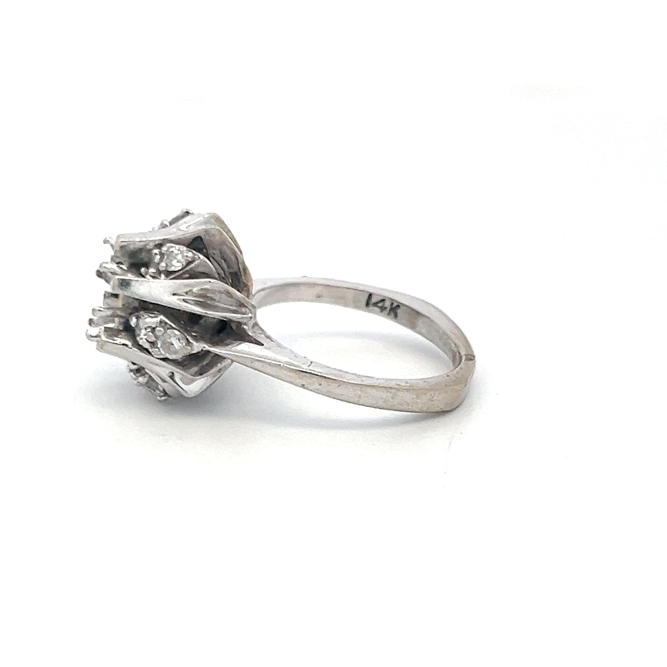 14K White Gold Semi Mount Ring with 0.36ct Round I SI Diamond Fits 6.5mm 1.00ct+