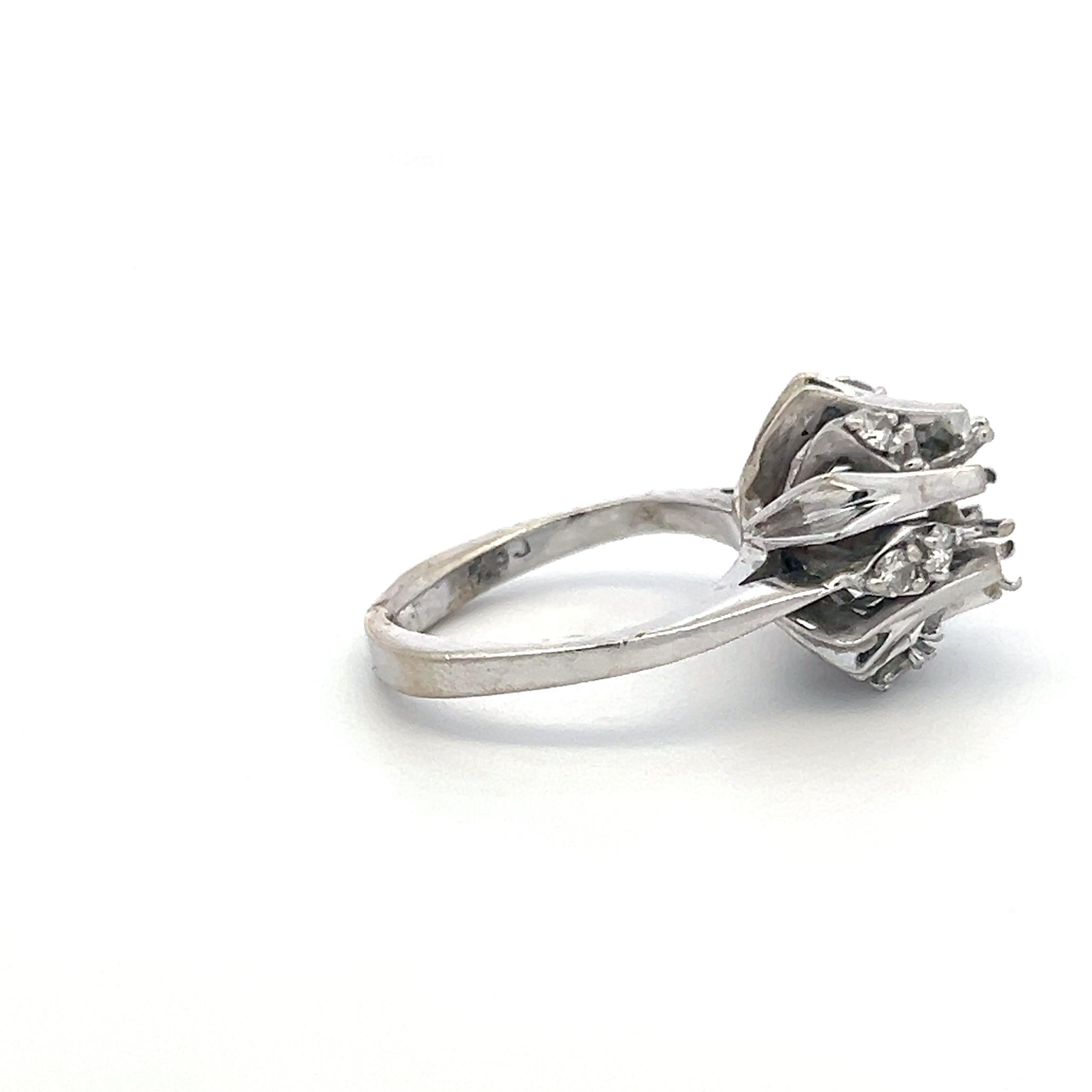 14K White Gold Semi Mount Ring with 0.36ct Round I SI Diamond Fits 6.5mm 1.00ct+