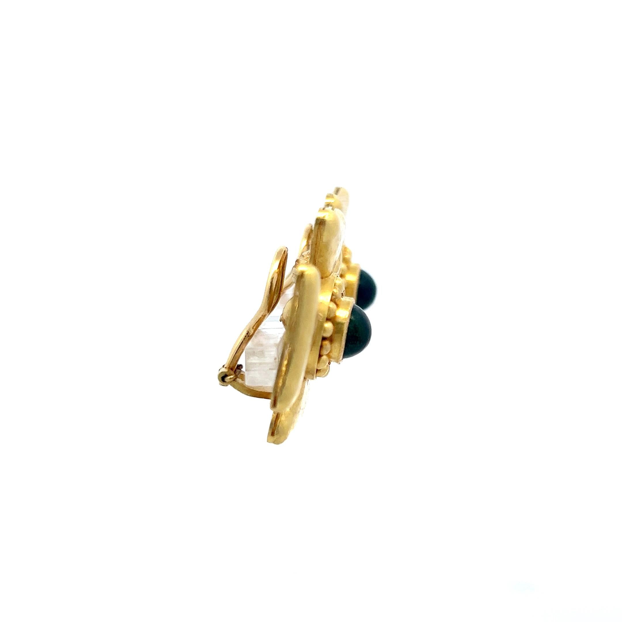 Elizabeth Gauge 18K Yellow Gold Cluster Earrings with 4 Carat Tourmaline
