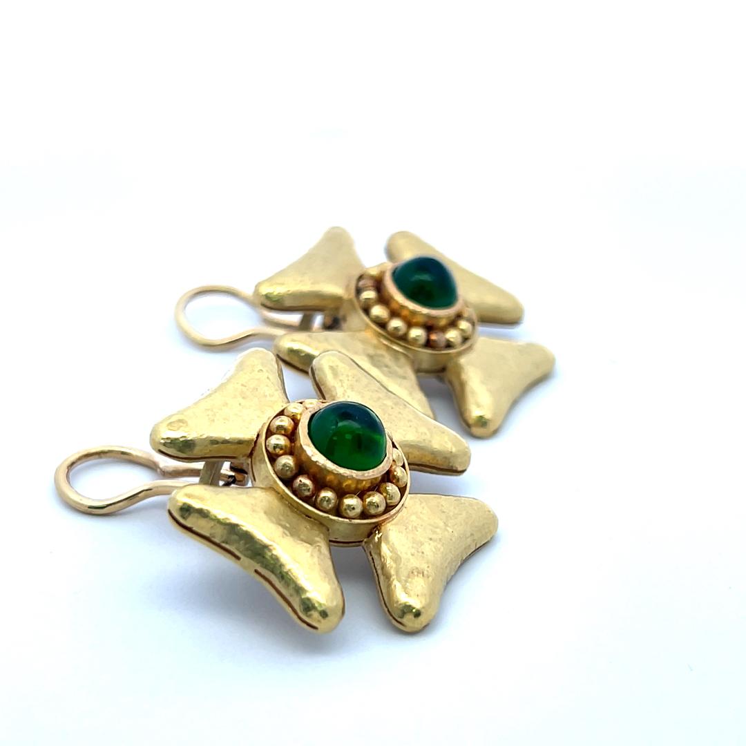 Elizabeth Gauge 18K Yellow Gold Cluster Earrings with 4 Carat Tourmaline