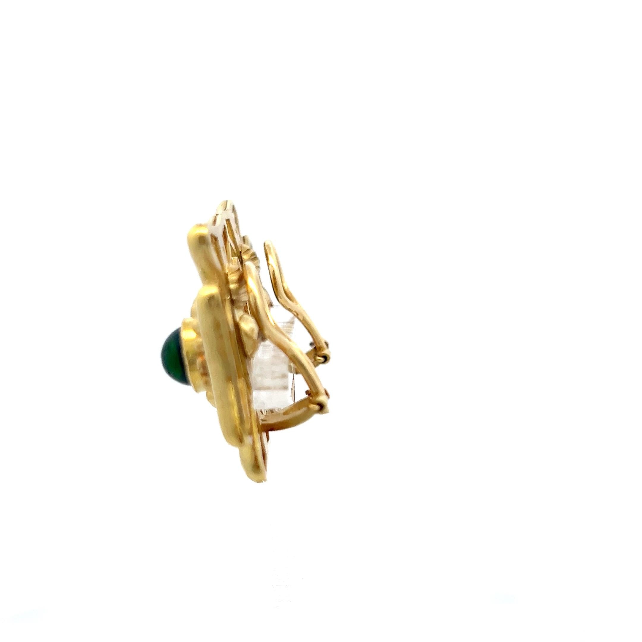 Elizabeth Gauge 18K Yellow Gold Cluster Earrings with 4 Carat Tourmaline