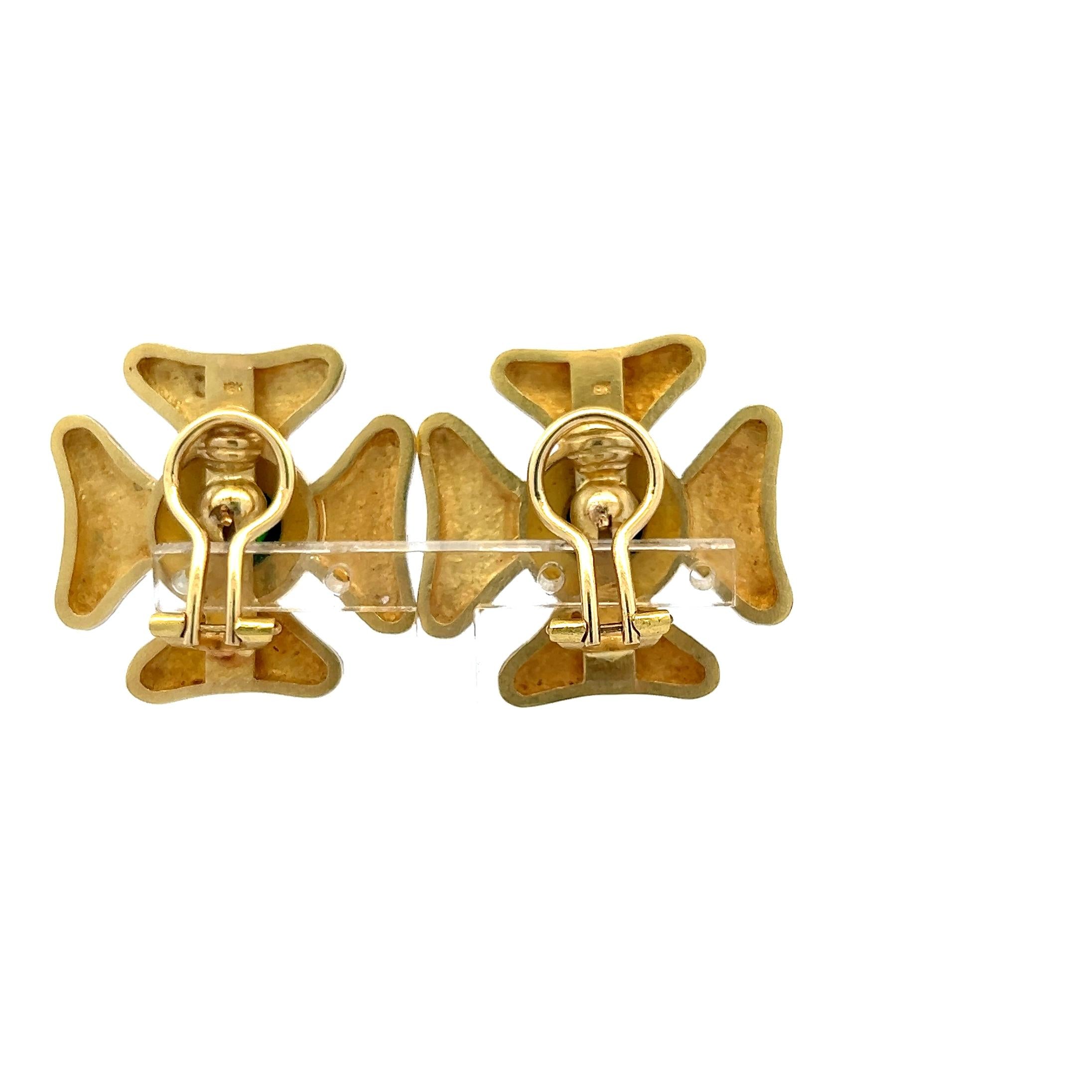 Elizabeth Gauge 18K Yellow Gold Cluster Earrings with 4 Carat Tourmaline