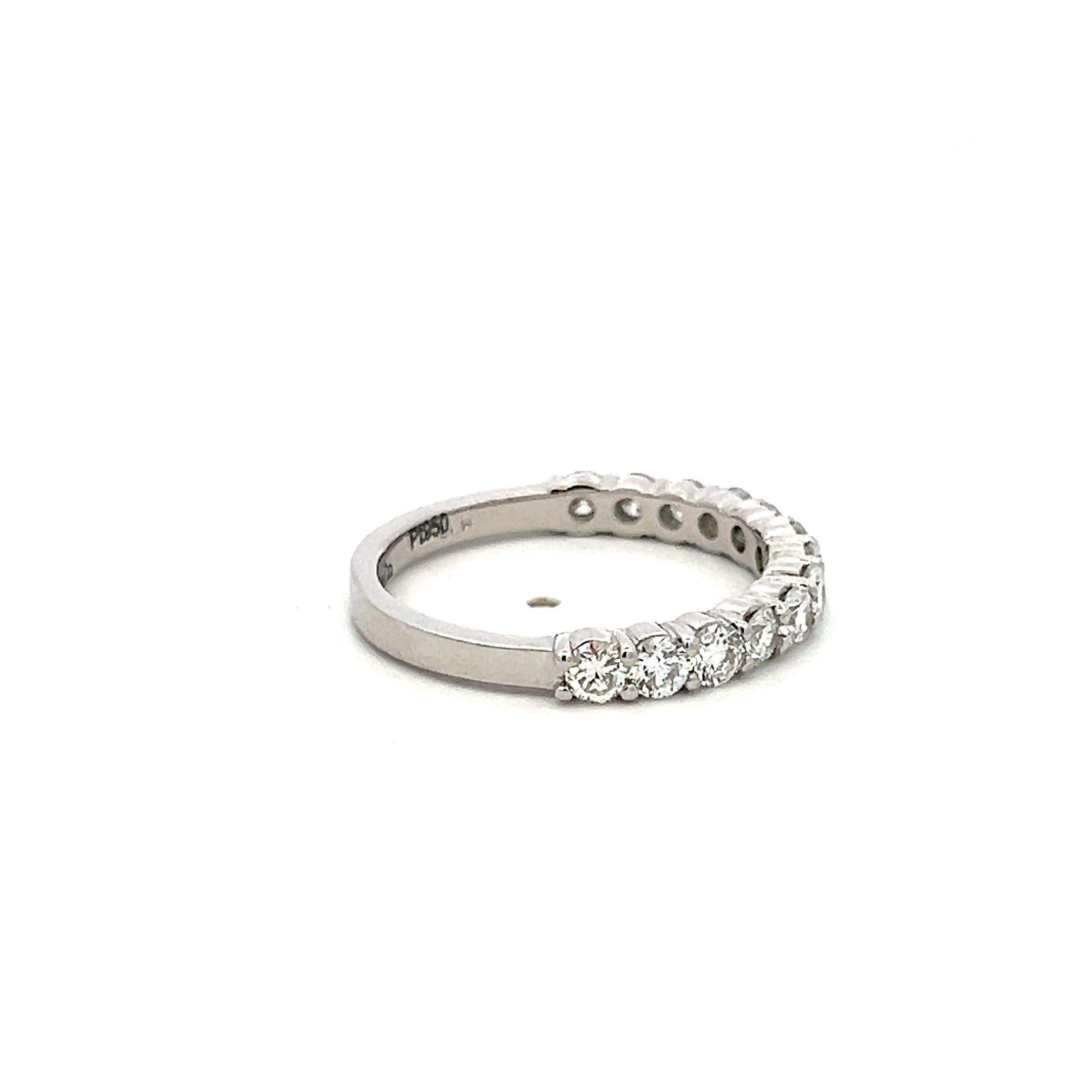 Tiffany & Co Platinum Half-Eternity Band Ring 1.1ct Round F VS Diamond Size 7.75